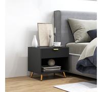 Homcom End Table With Drawer And Open Compartment For Bedroom In Black Black One Size