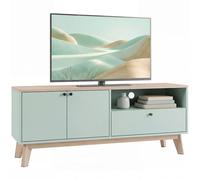 Homcom Entertainment Center With Adjustable Shelf For Tvs Up To 36 Inch In Light Green Light Green