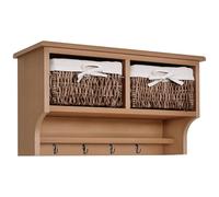 Homcom Wall Mounted Coat Hook Storage Unit Baskets Organiser Shelf Holder In Brown Brown