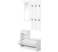 Homcom Entryway Organizer Shoe Storage Space Saving Mirror Chest Wardrobe In White White