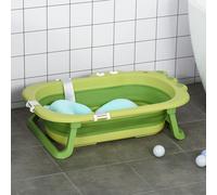 HOMCOM Baby Bath Tub for Toddler Foldable w/ Baby Cushion