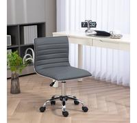HOMCOM Armless Mid-Back Adjustable Office Chair with 360 Swivel Light Grey - Dark Grey