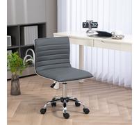 HOMCOM Armless Mid-Back Adjustable Office Chair with 360 Swivel Light Grey - Dark Grey