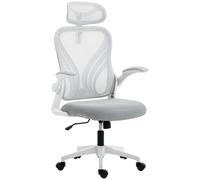 HOMCOM Ergonomic Office Chair, Computer Chair with Foldable Backrest, Grey in Light Grey HOMCOM Light Grey
