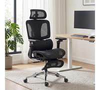 HOMCOM Ergonomic Office Mesh Desk Chair With Lumbar Support And Footrest - Black, Black