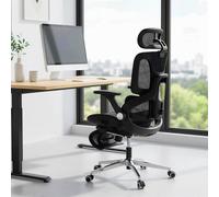 HOMCOM Ergonomic Office Chair, Mesh Desk Chair with Lumbar Support, Footrest in Black HOMCOM Black