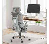 HOMCOM Ergonomic Office Chair, Mesh Desk Chair with Lumbar Support, Footrest in Grey HOMCOM Grey