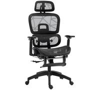 HOMCOM Ergonomic Office Chair, Mesh High Back Computer Desk Chair with 3 Level Adjustable Back, Adjustable Lumbar Support, Swivel Recliner with 3D Armrest, Headrest, Footrest, Black