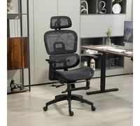 HOMCOM Ergonomic Office Chair, Mesh High Back Computer Desk Chair with 3 Level Adjustable Back, Adjustable Lumbar Support, Swivel Recliner with 3D Armrest, Headrest, Footrest, Black