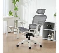 HOMCOM Ergonomic Office Chair Swivel Computer Chair with 3D Armrest Grey - Grey, White