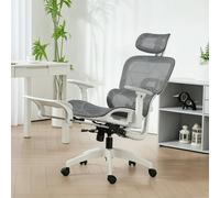HOMCOM Ergonomic Office Chair Swivel Computer Chair with 3D Armrest Grey - Grey, White