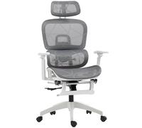 HOMCOM Ergonomic Office Chair, Swivel Recliner, Headrest, Grey and White