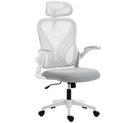 HOMCOM Ergonomic Office Chair with Foldable Backrest, 2D Headrest - Light Grey