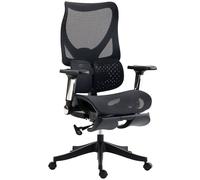 HOMCOM Ergonomic Office Chair with Lumbar Support, Mesh Reclining Desk Chair with Footrest, Adjustable High Back, Black