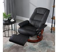 HOMCOM Ergonomic Office Recliner Sofa Chair PU Leather Armchair Lounger Black, Black
