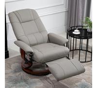 HOMCOM Ergonomic Office Recliner Sofa Chair PU Leather Armchair Lounger - Grey, Grey