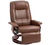HOMCOM Ergonomic Office Recliner Sofa Chair PU Leather Armchair Lounger Brown