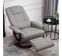 HOMCOM Ergonomic Office Recliner Sofa Chair PU Leather Armchair Lounger Grey