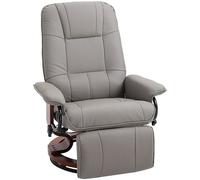 HOMCOM Ergonomic Office Recliner Sofa Chair PU Leather Armchair Lounger Grey