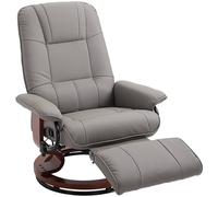 Homcom Ergonomic Office Recliner Sofa Chair Pu Leather Armchair Lounger Grey Grey