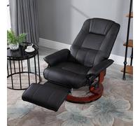 HOMCOM Ergonomic Office Recliner Sofa Chair PU Leather Armchair Lounger Black, Black