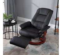 HOMCOM Ergonomic Office Recliner Sofa Chair PU Leather Plush Armchair Lounger in Black HOMCOM Black