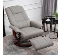 HOMCOM Recliner Chair with Wooden Base - Grey