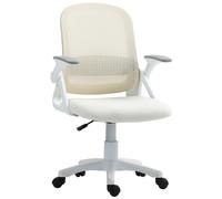 HOMCOM Ergonomic Swivel Computer Chair with Flip-up Armrests, White, White