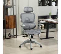 HomCom Ergonomic Swivel Office Chair - 3D Armrest, 135° Reclining Back - Grey