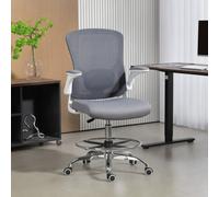 Homcom Ergonomic Tall Office Chair, 360° Swivel Task Stool, Charcoal Grey, Grey