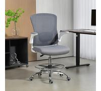 HOMCOM Ergonomic Tall Office Chair, 360 Degree Swivel Task Stool, Black - Charcoal grey - Yes - Drafting chair