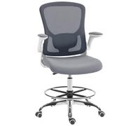 HOMCOM Ergonomic Tall Office Chair, 360 Degree Swivel Task Stool in Dark Grey | Size: 60 cm x 60 cm HOMCOM Dark Grey 60 cm x 60 cm