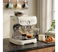 Homcom Espresso Machine, Bean Grinder & Steam Wand, 15 Bar Pressure, Cream White Cream