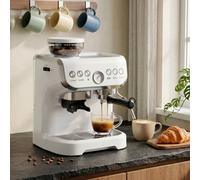 HOMCOM Espresso Coffee Machine with Grinder and Steam Wand, White | Semi-Automatic, 15 Grind Settings, 15 Bar Pump, 2L Removable Water Tank