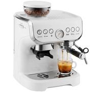 Homcom Espresso Machine, Bean Grinder & Steam Wand, 15 Bar Pressure, White White
