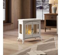 HOMCOM Freestanding Ethanol Fireplace Stove, Bioethanol Fire with Stainless Steel Flame Snuffer, 0.9L Tank, 3 Hours Burning Time for Indoor, White