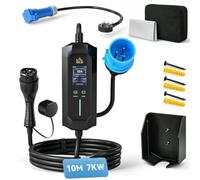 HOMCOM EV Charger 7kW Type 2 to Blue CEE 32A Plug with UK 3 Pin Adapter 10m