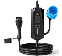 HOMCOM EV Charger 7kW Type 2 to CEE 32A Plug with UK Adapter, 10 m, 6-32A, Electric Car Charger w/ 1-12 h Time Delay