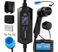 HOMCOM EV Charger 7kW Type 2 to CEE 32A Plug with UK Adapter, 10 m, 6-32A in Black HOMCOM Black