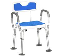 HomCom EVA Padded Shower Stool 713-116V00GY - Back & Arms, 4 Suction Foot Pads, Blue