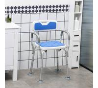 HomCom EVA Padded Shower Stool 713-116V00GY - Back & Arms, 4 Suction Foot Pads, Blue