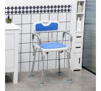 HOMCOM EVA Padded Shower Stool with Back & Arms Foot Pads Blue HOMCOM Blue