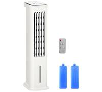 HOMCOM Evaporative Air Cooler, 5L Water Tank Oscillating Ice Cooling Fan with 3 Modes, 3 Speeds, 10H Timer, Detachable & Washable Filter, LED Display & Remote Control and Oscillation, White