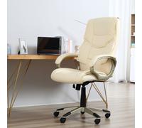 HOMCOM Executive Office Chair Faux Leather Computer Desk Chair w/ Wheel Brown - Cream