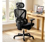 HOMCOM Executive Mesh Desk Chair with Footrest & 3D Armrests, Black HOMCOM Black