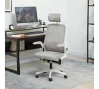 Homcom Executive Mesh Office Chair With Headrest, Lumbar Support, Grey