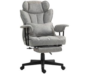 HOMCOM Executive Office Chair, Ergonomic Desk Chair with Foot Rest, Lumbar Support, Reclining Function and Wide Seat, Grey