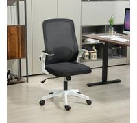 HOMCOM Executive Office Chair, Ergonomic Mesh High Back Desk Chair with Flip-up Armrest, Adjustable Lumbar Support, Black Black