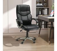 HOMCOM Executive Office Chair Faux Leather Computer Desk Chair w/ Wheel Brown