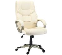 Executive Office Chair Faux Leather Computer Desk Chair w/ Wheel HOMCOM Cream One Size